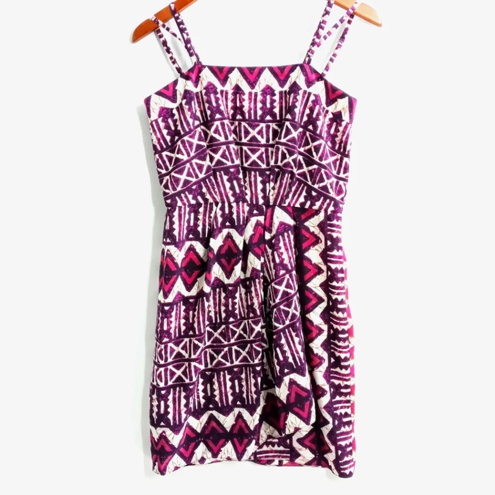 Anthropologie Joana Baraschi Purple Tribal Faux Wrap Mini Dress‎
